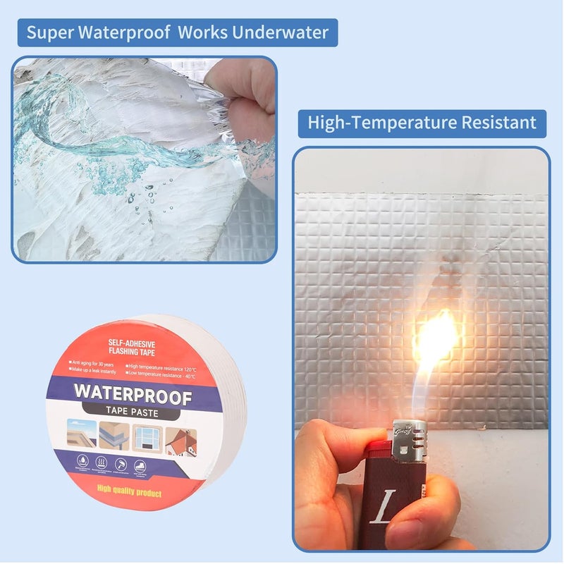 LFGUD 2" W X 32.8'L Waterproof Tape for Leaks Aluminum Butyl Tape with Adhesive for RV Repair, Glass Repairs, Air Mattress Patch, Window Caulking, Boat Sealing, Roof Patching - Image 5